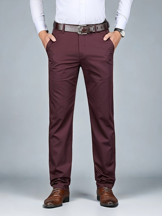 Classic Solid Color Straight-Leg Trousers for Men, Suitable for Formal Business Occasions in All Seasons, Men'S Business Long Pants, Formal Solid Color Dress Trousers.