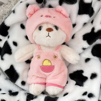 28Cm/11Inch White Bear Plush Toy with Outfits, Furry Bear Stuffed Animal Dressed in Pig, Rabbit, Chick, And Dinosaur Attire, Adorable And Cozy Decorations, Perfect for Birthday Surprises, Christmas Gifts for Boys, Girls, Kids