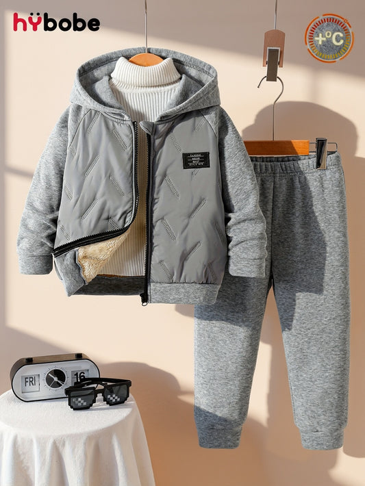 2 հատ տղաների համար նախատեսված աշուն/ձմեռ սև միագույն նախշերով, նորաձև բաց առջևով տաք վերնաշապիկի և սև տաբատի հավաքածու - հարմարավետ և նորաձև վերնաշապիկ, կատարյալ նվեր երեխաների համար, կատարյալ է բացօթյա օգտագործման համար