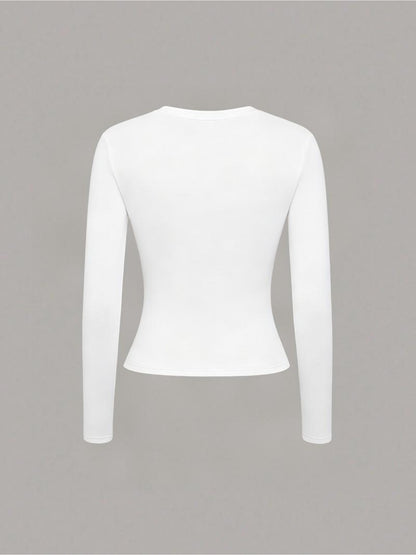 Slim Fit Long Sleeve Y Pattern Tee for All Seasons - ayq