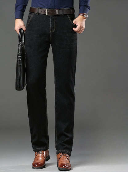 High-quality Men's Denim Trousers, Business Style, Elastic Men's Pants, New Autumn/winter Fashion Trend - ayq