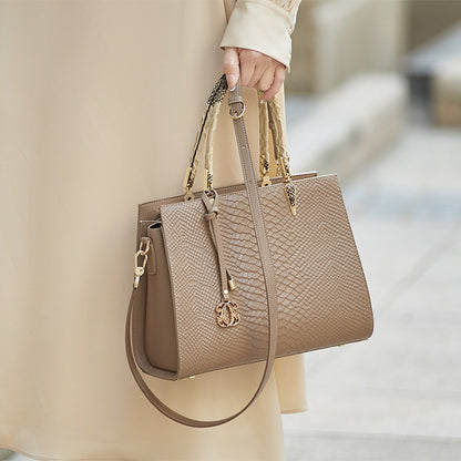 Luxury Vintage Genuine Leather Women's Tote Bag with Adjustable Strap