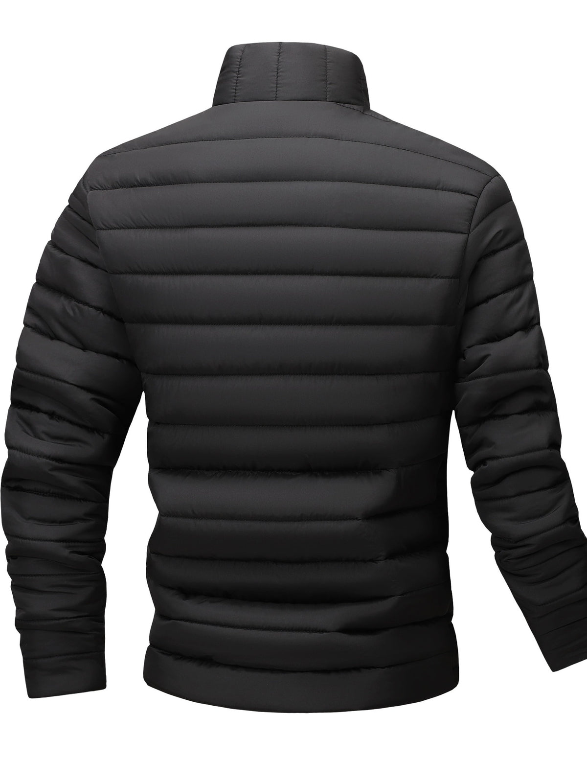 Men's Warm Winter Jacket with Stand Collar - Thick Polyester Coat