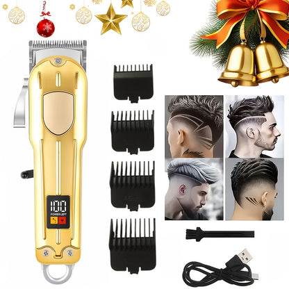 Պրոֆեսիոնալ լիցքավորվող էլեկտրական մազ կտրող մեքենա | 4 տարբեր երկարության կարգավորումներ, ցածր աղմուկ, USB արագ լիցքավորում, ունիսեքս, դյուրակիր վարսահարդարման հավաքածու | Իդեալական նվեր տղամարդկանց համար Հայրերի օրվա և Սուրբ Ծննդյան տոների համար