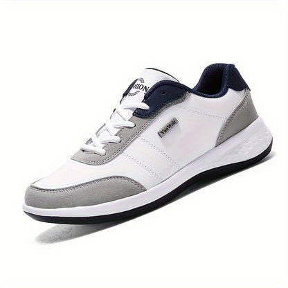 Casual Sneakers| VanWeir Men's Fashion Sneakers - Casual Lace-Up Shoes with PU Upper & MD Sole, Comfortable Fabric Insole, Versatile for All Seasons, Navy Blue with White & Orange Accents, VANWEIR