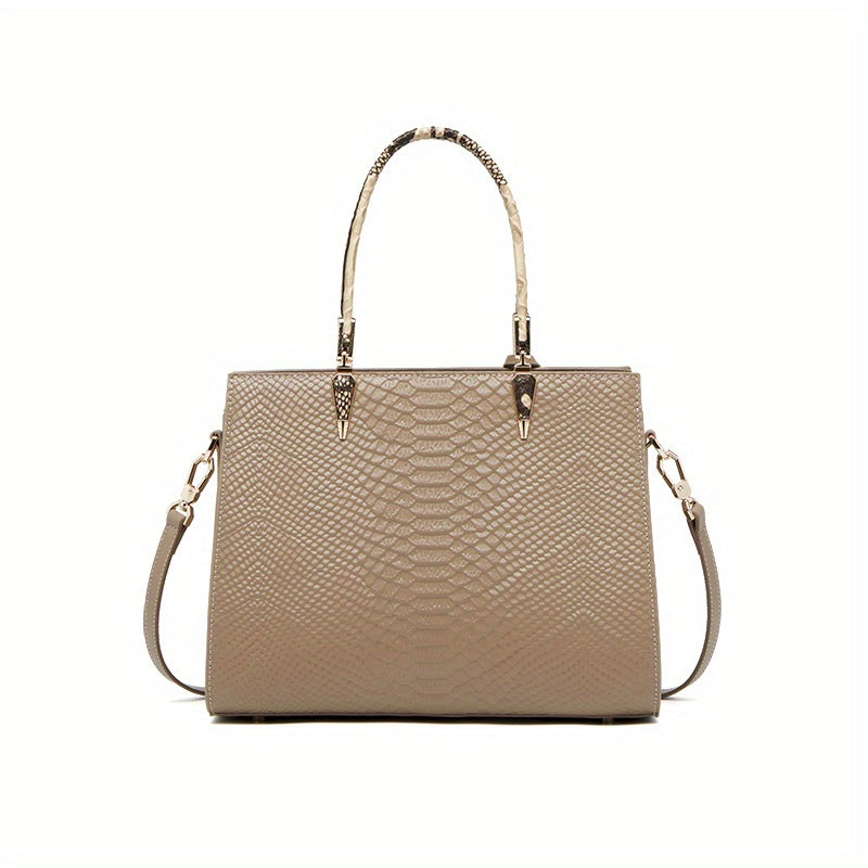 Luxury Vintage Genuine Leather Women's Tote Bag with Adjustable Strap