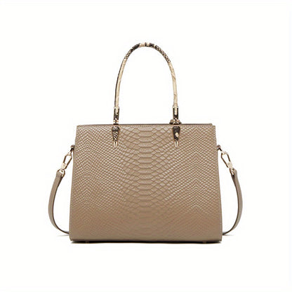Luxury Vintage Genuine Leather Women's Tote Bag with Adjustable Strap