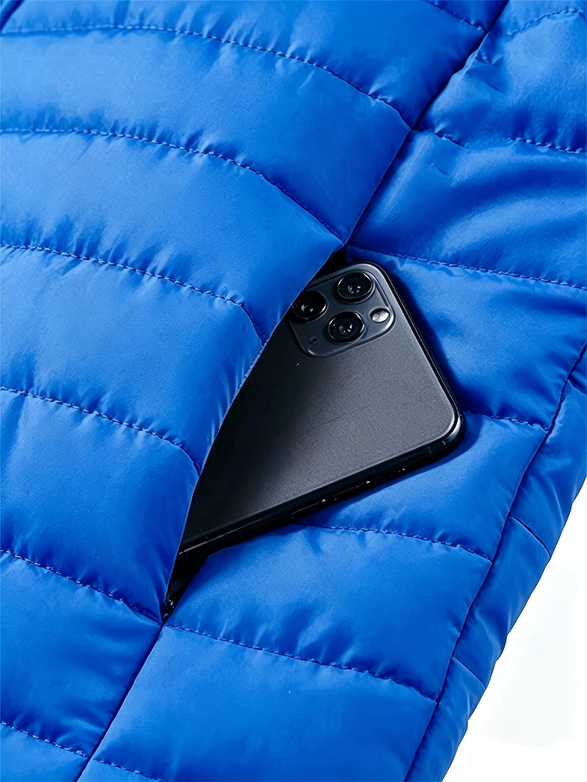 Men's Winter Warm Windproof Jacket with Stand Collar and Zippered Pock