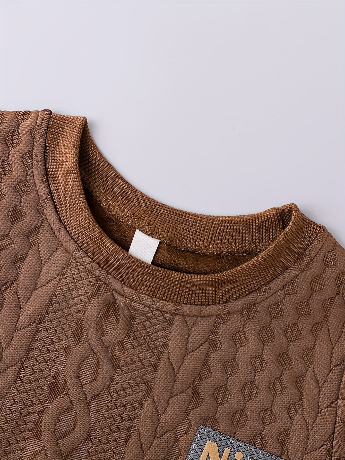 2pcs ' Sweatsuit Set - Oversized Sweater & Jogger Pants with Elastic Waist, 100% Polyester Winter Warm Brown/Beige & Black Casual Outfit, Durable Clothes, Playdates, Casual Attire (Easy-Care Hand Wash) - Ideal Gift, Perfect f