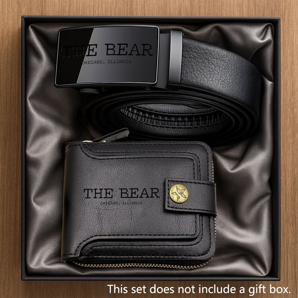 A 2pcs Men'S Belt And Wallet Set from THE BEARSEST Series, Featuring Exquisite Printed Designs. This High-End And Elegant Combination Is Essential for Business Occasions. A Stylish Item Suitable for Both Men And Women, Perfec