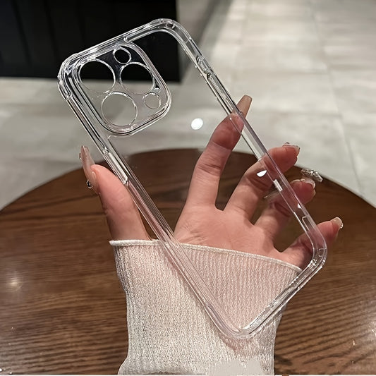Simple Transparent TPU Phone Case Suitable for iPhone 16 16pro 16proMax 15 15Pro 15ProMax 14 14Pro 14ProMax 13 13Pro 13ProMax 12 12Pro 12ProMax 11 11 Pro 11ProMax All Inclusive Lens Protection Case