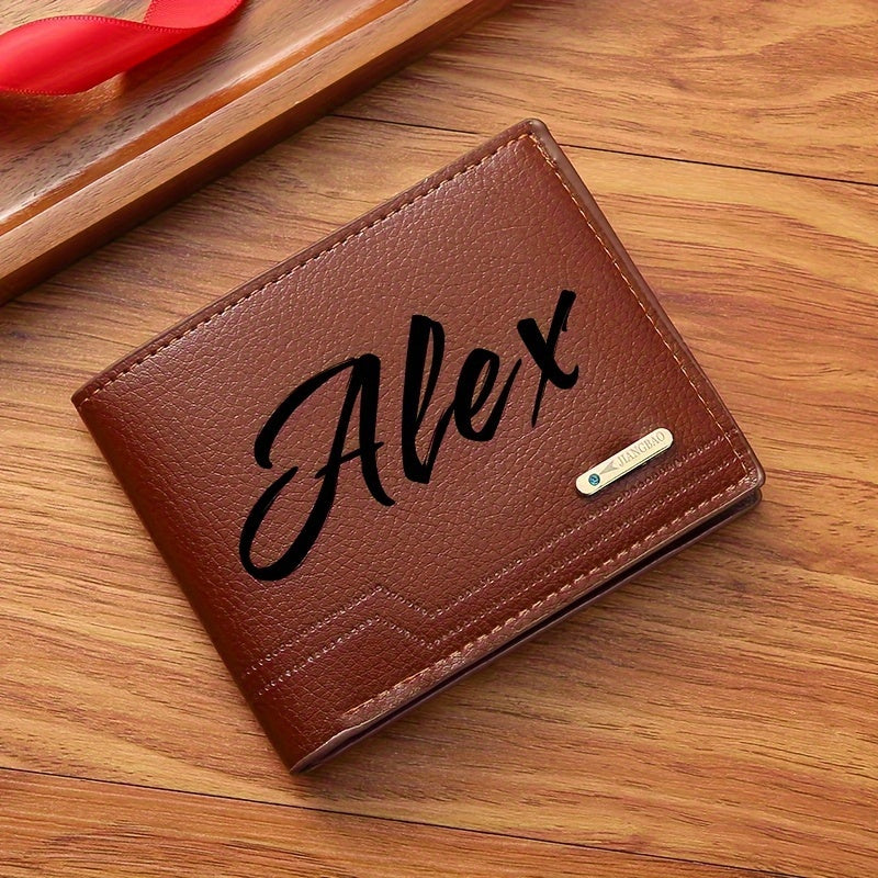 [Customization] Personalized Customized Letter Solid Color Men's Wallet, Black Fashion Foldable Card Bag, Casual Men's Change Storage Bag, Suitable for Husband, Bag Birthday Gift, Holiday Anniversary Gift