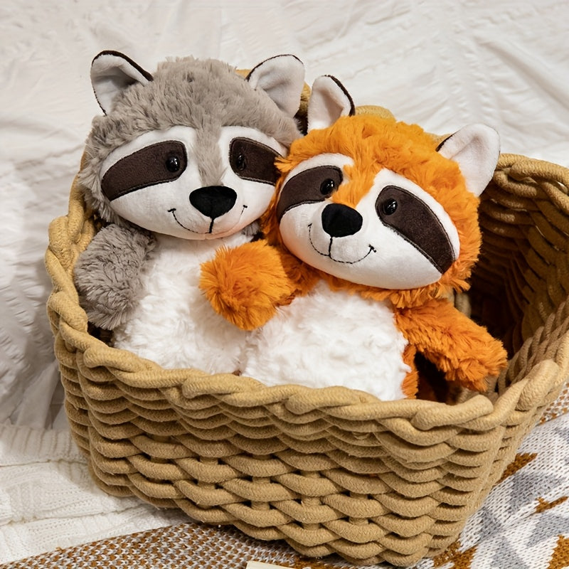 TINICOOCAT 25cm/9.84inch Kawaii Stuffed Animal Toys - Soft Plush Raccoon, Sloth, Red Panda & Fox Dolls with Cute Expressions, Jungle Animal Design, Light Brown/Deep Gray/Orange, Perfect Birthday Christmas Gift for Youngsters,