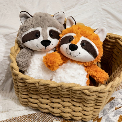 TINICOOCAT 25cm/9.84inch Kawaii Stuffed Animal Toys - Soft Plush Raccoon, Sloth, Red Panda & Fox Dolls with Cute Expressions, Jungle Animal Design, Light Brown/Deep Gray/Orange, Perfect Birthday Christmas Gift for Youngsters,