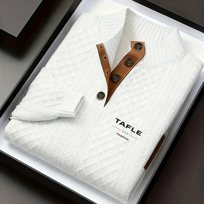 Milan High-Quality New Luxury Men'S Stand-Up Collar Jacquard Knitted Sweater, Casual Long-Sleeve Jacquard Golf Shirt