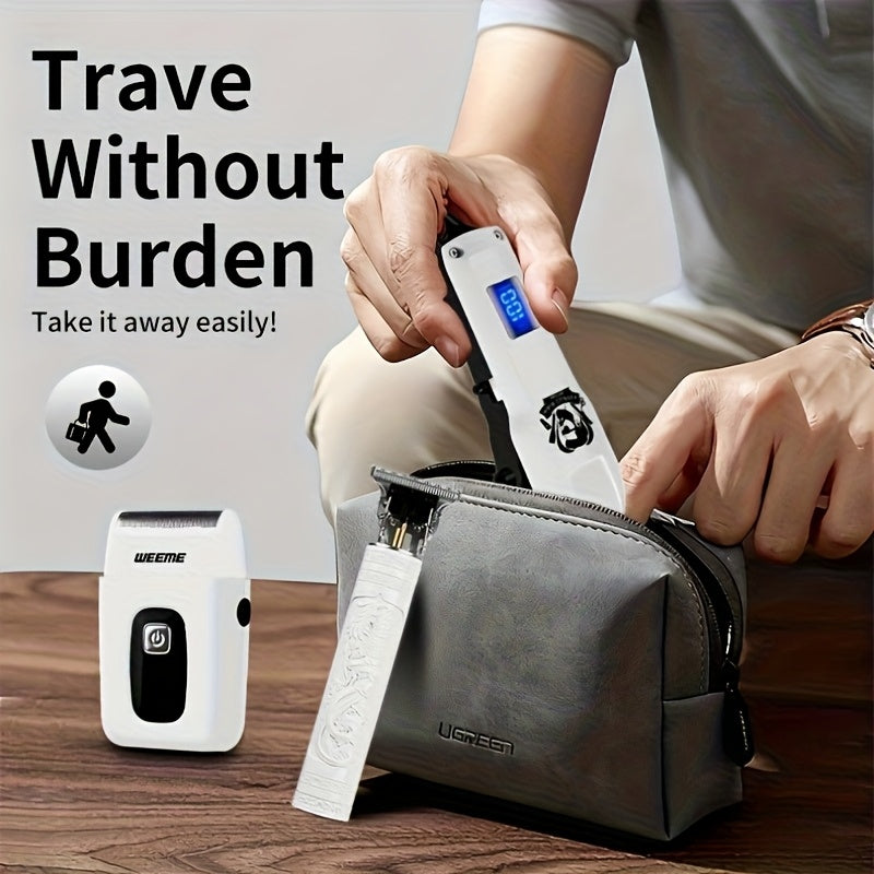 WEEME 3pcs/1Set Men'S Hair Clipper, USB Rechargeable Electric Hair Clipper & Shaver Set with Digital Display, Cordless Hair Trimmer for Home & Salon Use, Perfect Grooming Gift for Men with Smooth Blade, USB Charging, Lithium