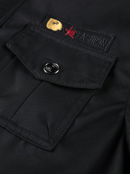 Men'S Winter Fleece-Lined Military-Style Jacket - Thickened Zip-Up Coat with Large Pockets, Olive Green Casual Winter Coat for Outdoor Activities, Winter Coats, Durable Fabric Coat