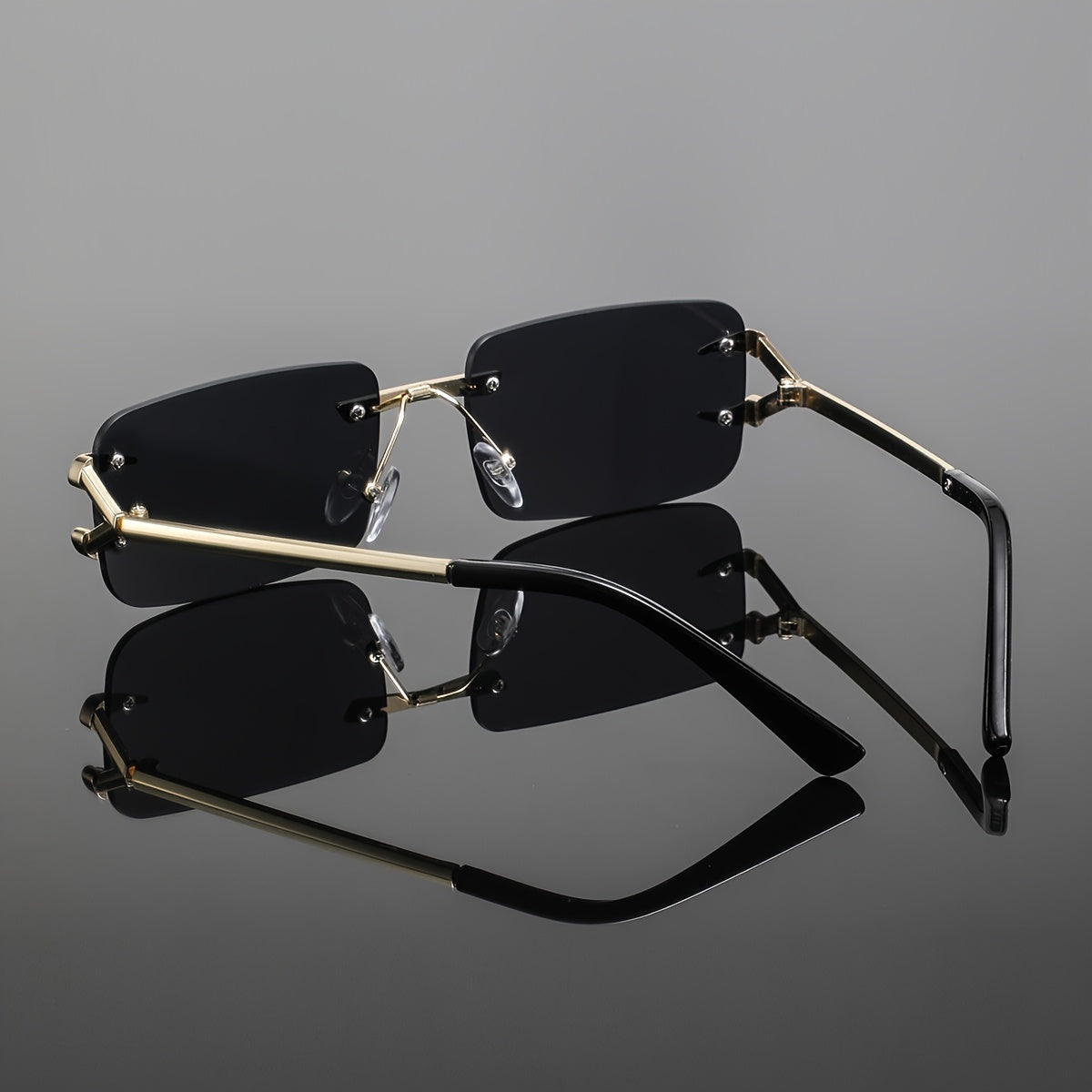Men's Metal Square Rimless Glasses Vintage Zinc Alloy Frames