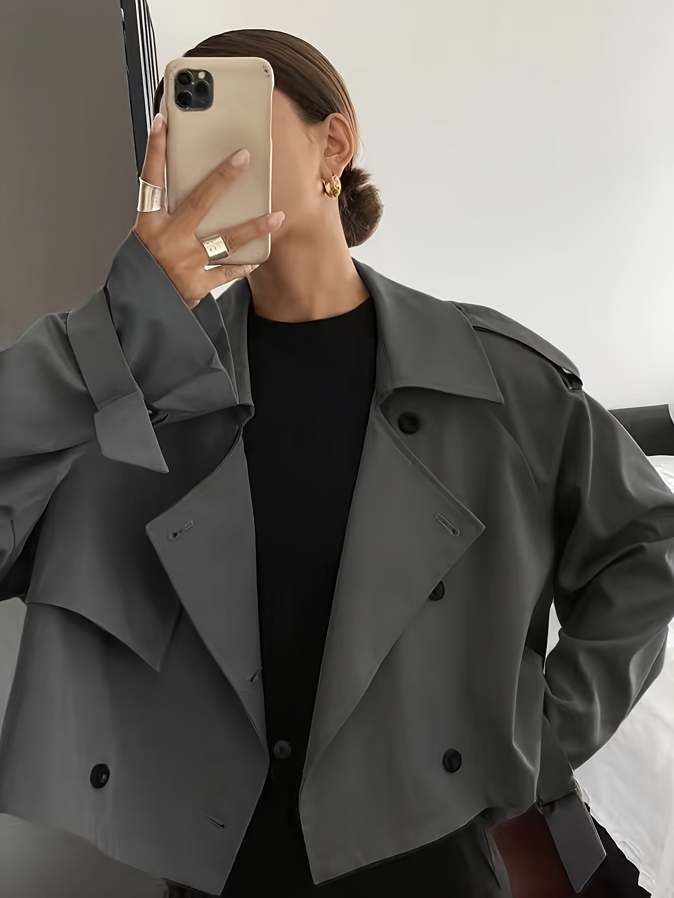 Կանացի գարուն/աշուն միագույն, պարզ, ազատ, առօրյա, կարճ, երկար թևքերով տրենչ-բաճկոն