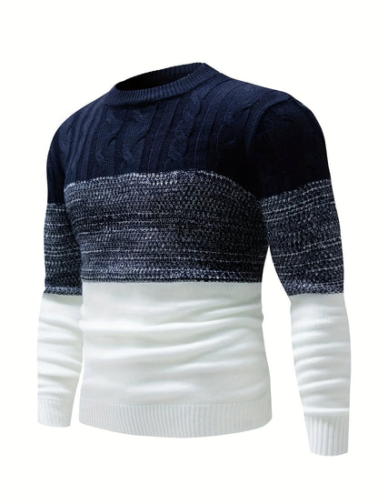 Men's Color Block Patchwork Round Neck Casual Fabric Pullover