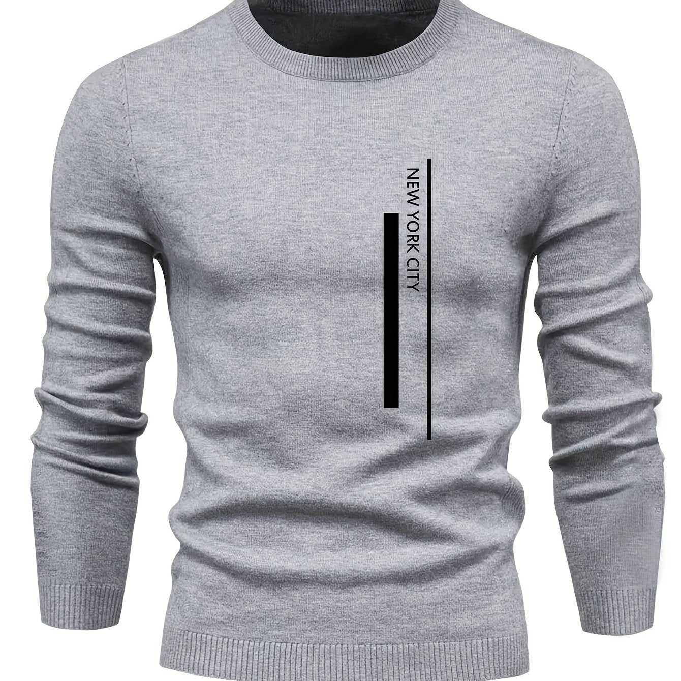 2023 New Cross-border Autumn and Winter Men's Round Neck Random Print Round Neck Knitted Sweater