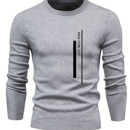 2023 New Cross-border Autumn and Winter Men's Round Neck Random Print Round Neck Knitted Sweater