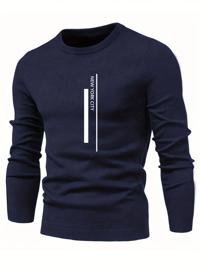2023 New Cross-border Autumn and Winter Men's Round Neck Random Print Round Neck Knitted Sweater