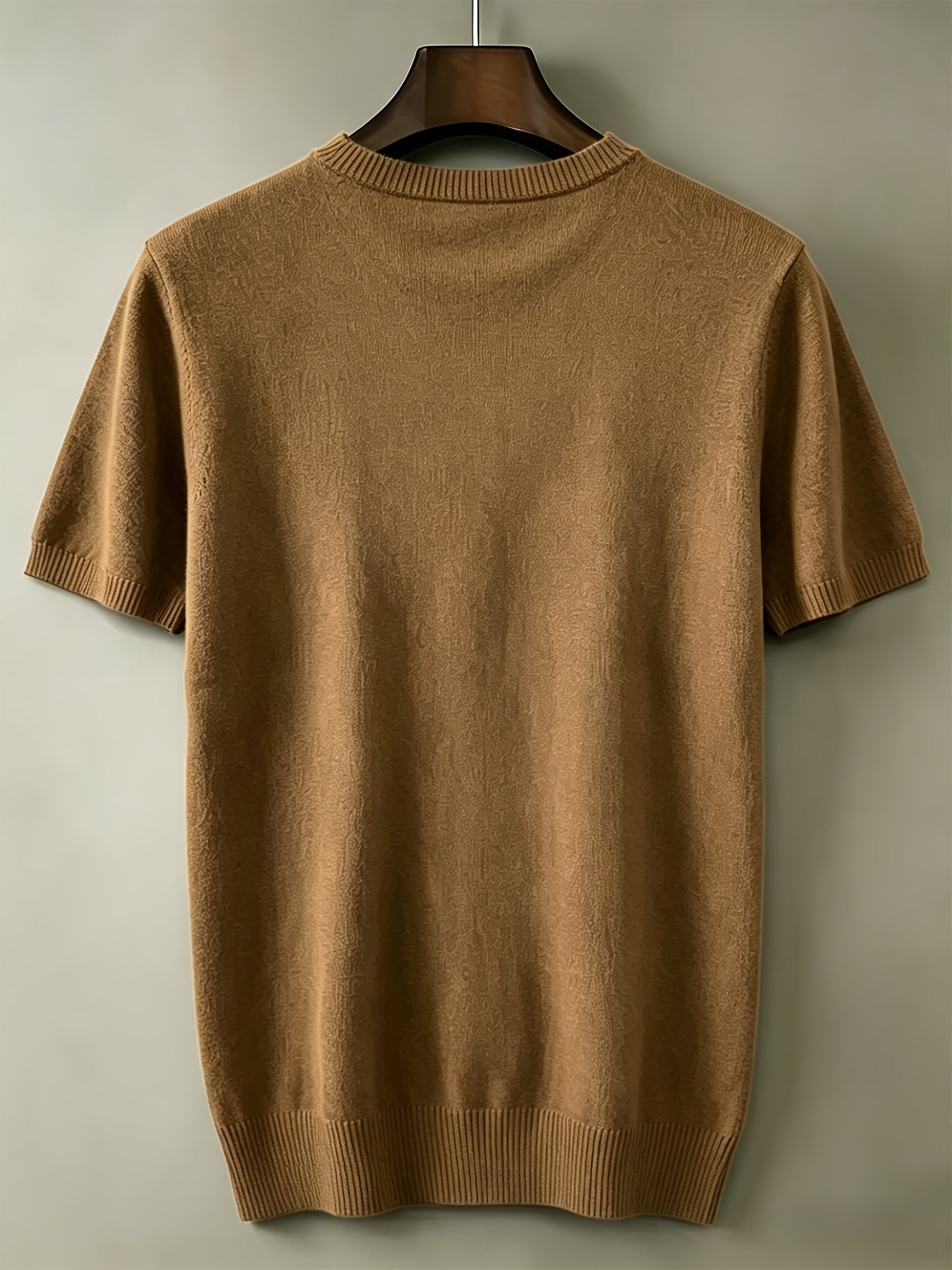 Men's Slim Fit Round Neck Knit Short Sleeve T-Shirt