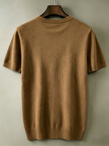 Men's Slim Fit Round Neck Knit Short Sleeve T-Shirt