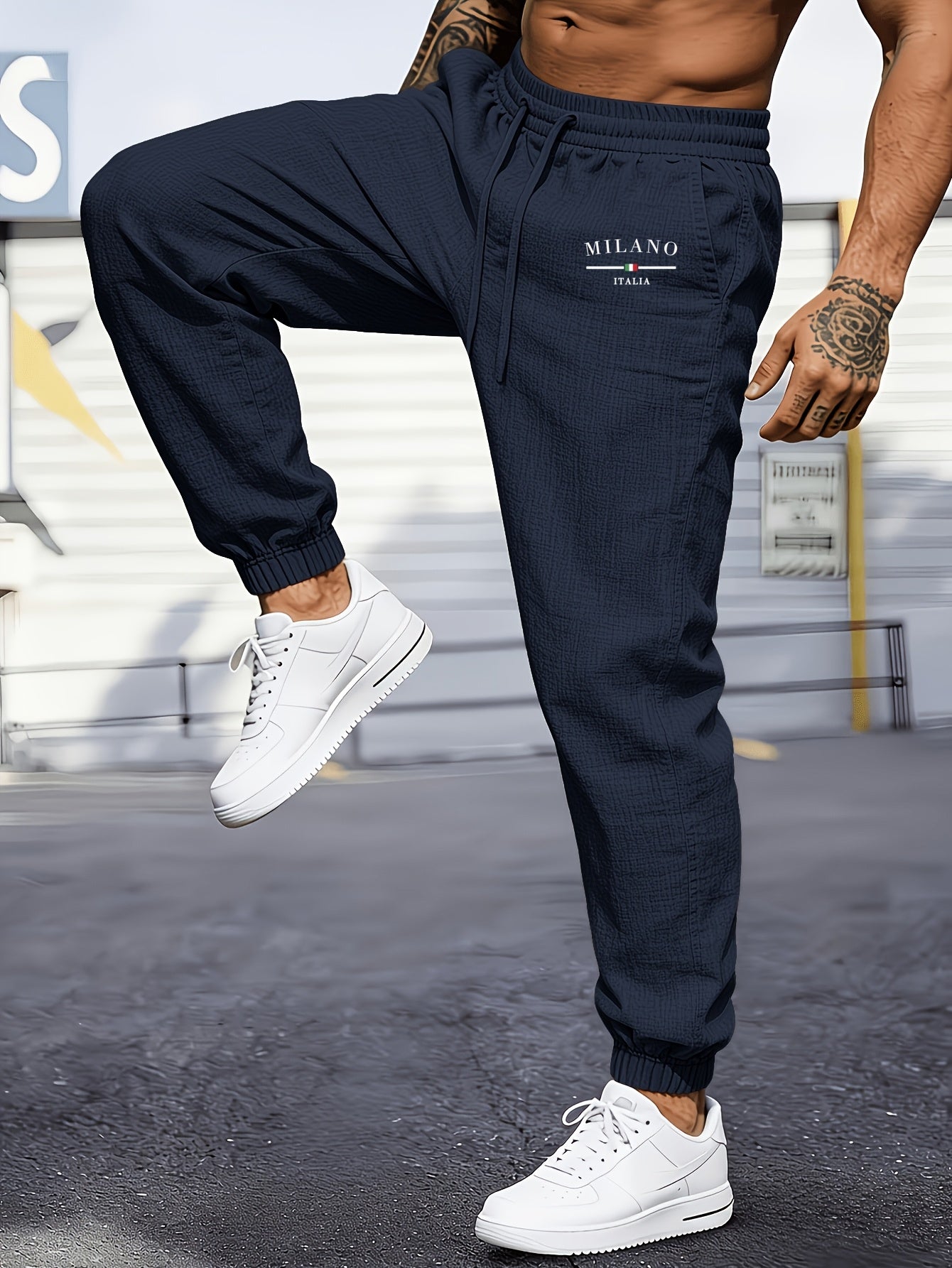 Men's Casual Linen Jogger Pants with Drawstring and Pockets