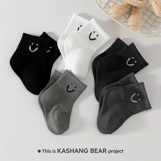 2/5 Pairs of Baby Socks Four Seasons Cotton Socks Cute Expressions 0-5 Years Old Boys And Girls Sports Mid-Tube Short Socks
