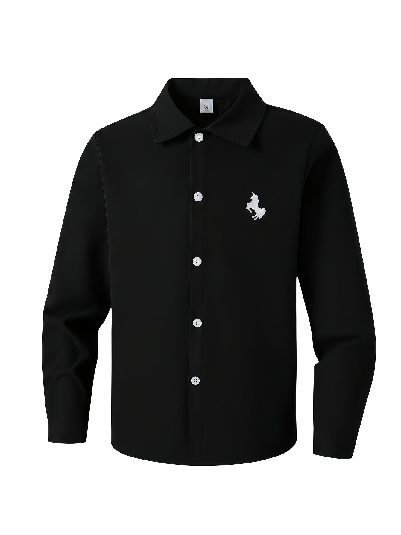 Boys' Long Sleeve Button-Up Shirt with Animal Print for Spring/Fall