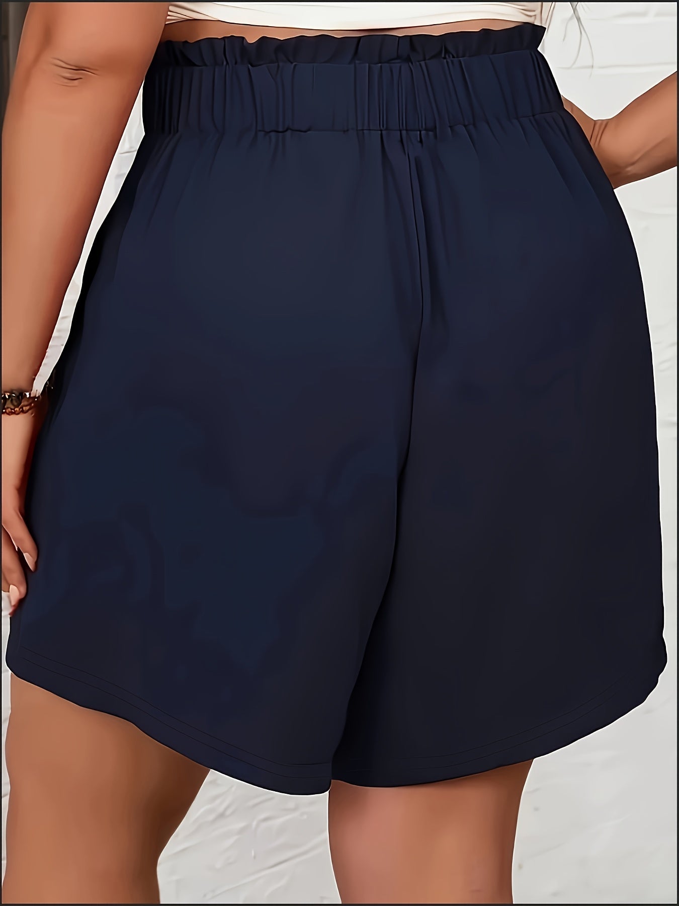Elegant High-Waist Women's Casual Shorts - Chic Black with Button Detail, Comfy Polyester Blend, Perfect for Summer