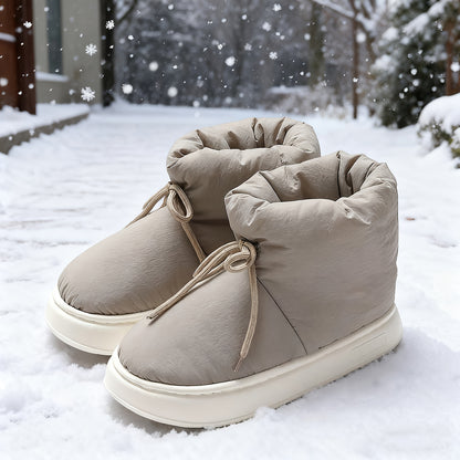 Տղամարդկանց և կանանց ձմեռային կոշիկներ՝ փափուկ աստառով, փափուկ գործվածքից պատրաստված վերին մասով և EVA ներբանով, կլոր քթով կարճ կոշիկներ՝ ներսի/դրսի համար, ունիսեքս առօրյա կոշիկներ՝ սև/մոխրագույն/մուգ կապույտ գույներով - All-Season Com