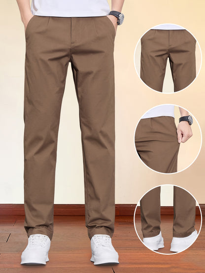 Men's Korean-Style Cotton Blend Casual Trousers for All Seasons