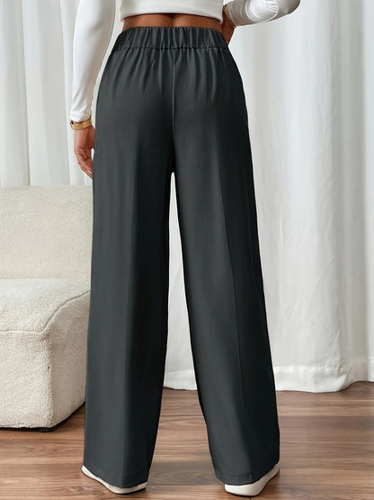 Elegant Women's Straight-Leg Office Pants in Solid Polyester