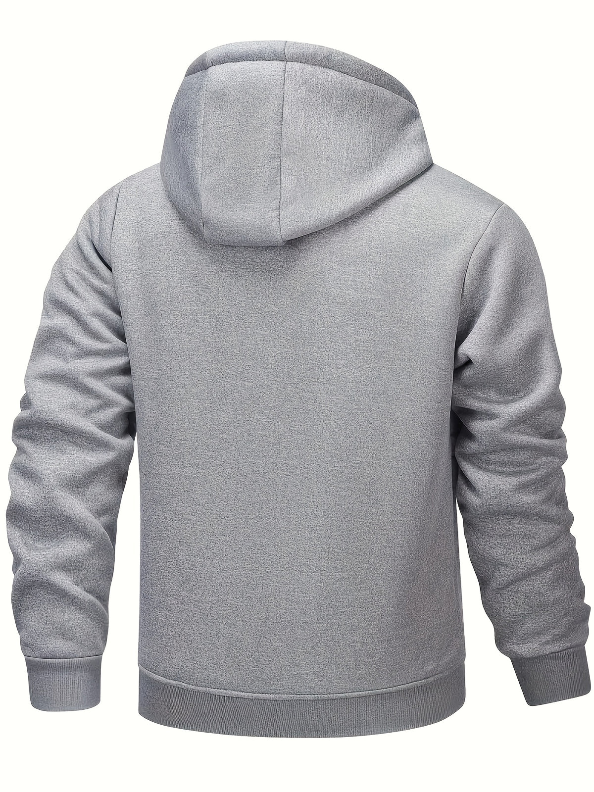 Men's Casual Warm Fleece Hooded Jacket with Zipper