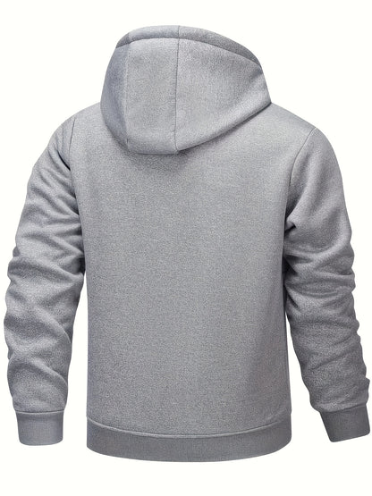 Men's Casual Warm Fleece Hooded Jacket with Zipper