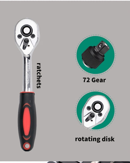 Repair Wrench Set, Ratchet Wrench Set, Socket Wrench Set, Designed for Various Environments Including Automotive Repair and Home Decoration, with Storage Box. 27-GJX
