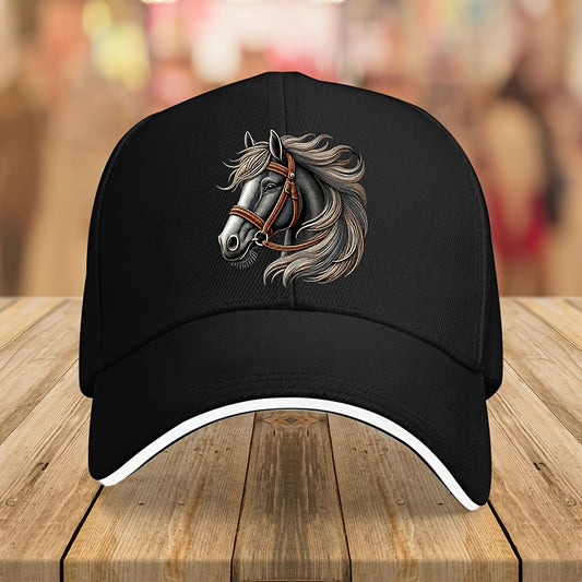 Vintage-Style Lightweight Baseball Cap with Horse Design