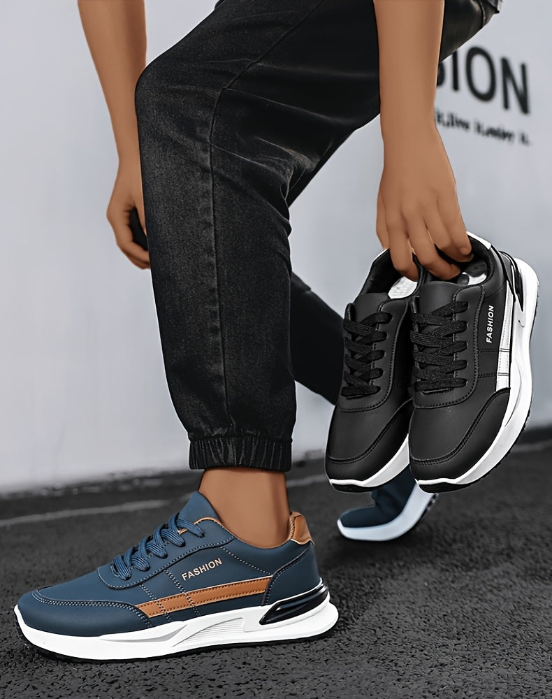 Men'S Breathable Trekking Shoes | Casual Low-Top Lace-up Sneakers, Faux Upper, PVC Sole, Suitable for All Seasons - ayq