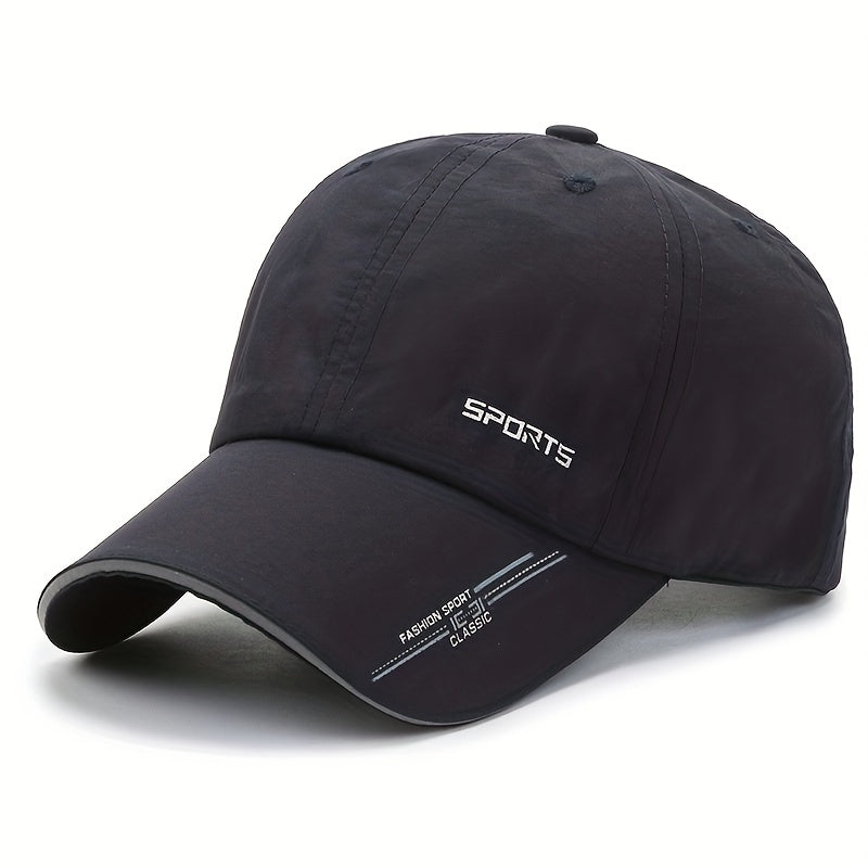 Unisex Polyester Baseball Cap, Quick-Dry Breathable Duck Hat with Reflective Strip, Sun Protection Snap Closure, Hand Wash Only, Stretch Fit for Spring/Summer Outdoor Travel Sports