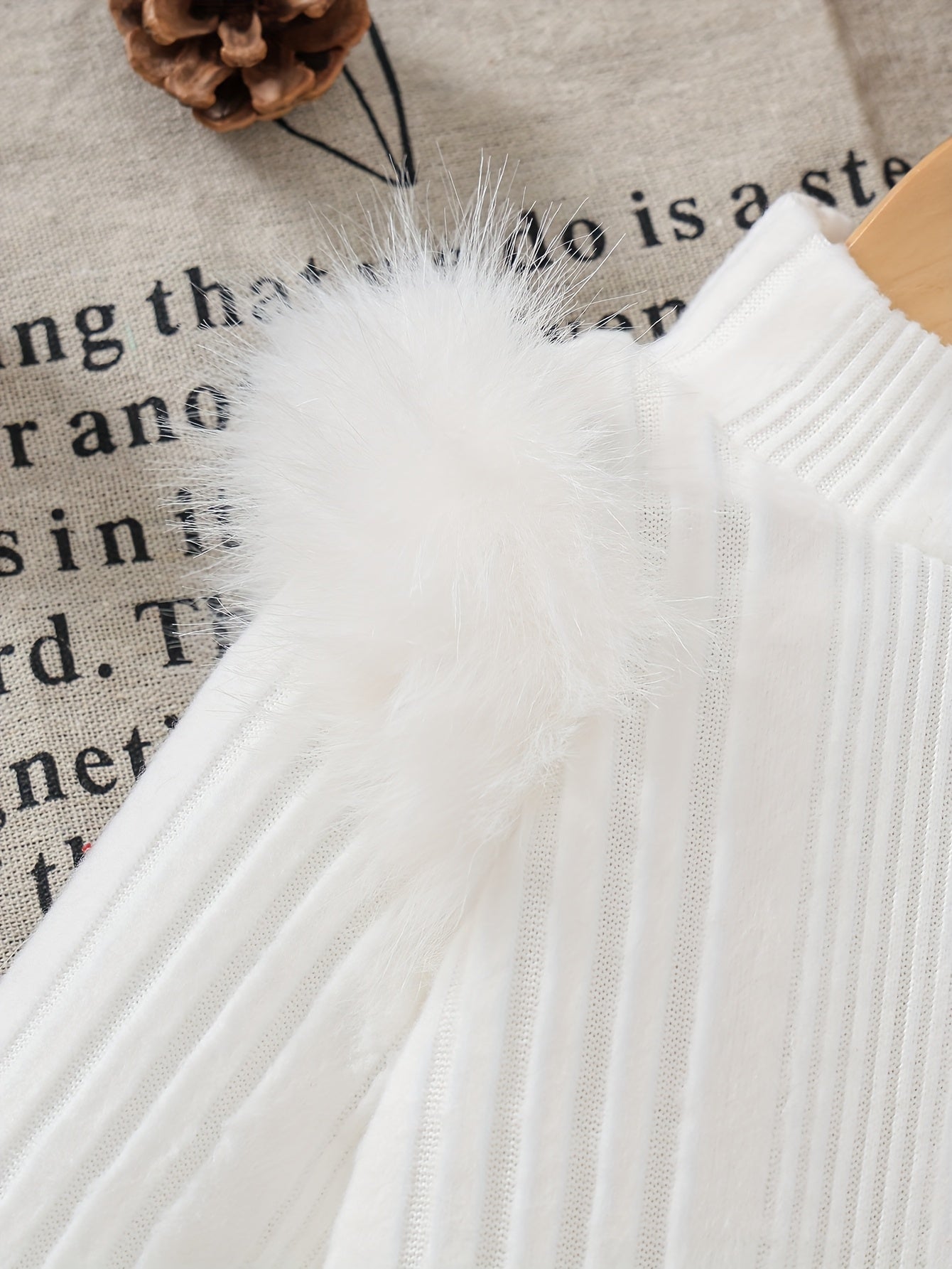 2 հատ մանկական ձմեռային հագուստի հավաքածու. Հարմարավետ փափուկ թևքերով զգեստ և A-գծի ժապավեն՝ օձիքով և ծոպերով զարդարանքով - փափուկ, տաք հագուստ լուսանկարահանումների համար, Սուրբ Ծնունդ (ձեռքով լվացվող), իդեալական է բացօթյա օգտագործման համար