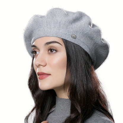 Women’s Wool Blend Winter Beret - Warm & Lightweight