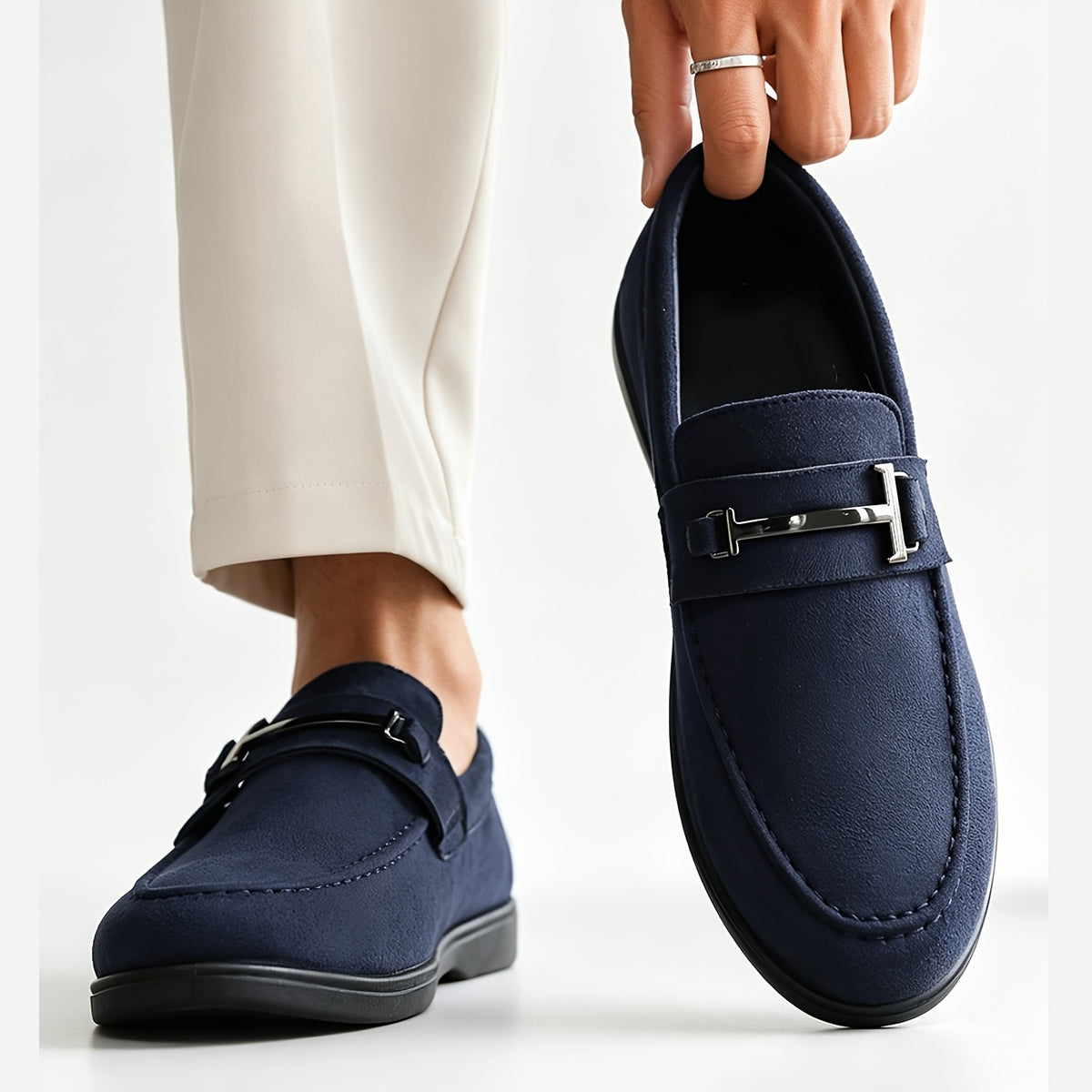 Men's Slip-On Casual Loafers Stylish Fabric Business Shoes