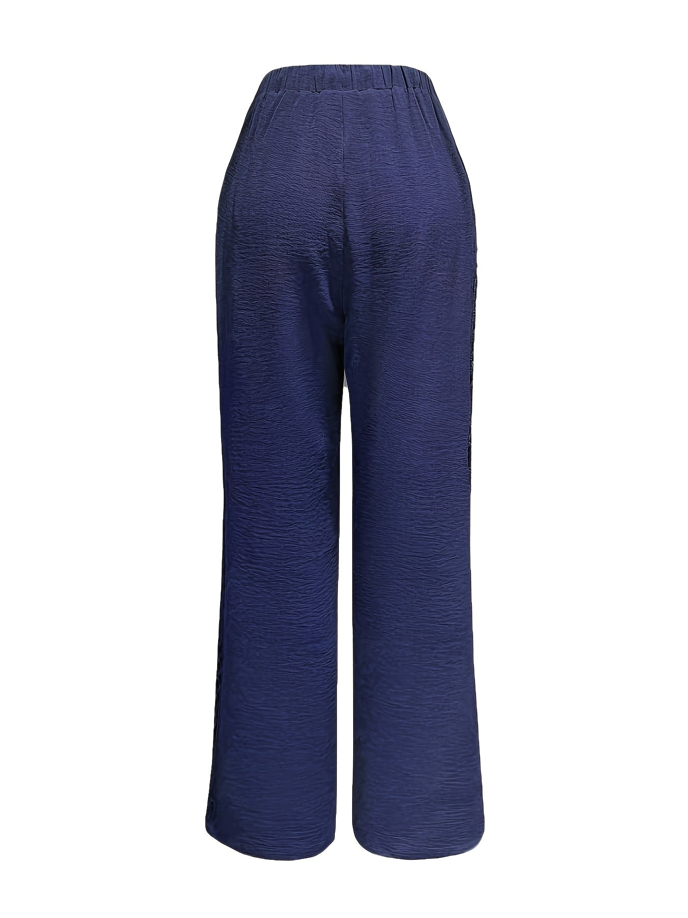 Women's Casual Straight Leg Polyester Trousers with Ruffle Detail
