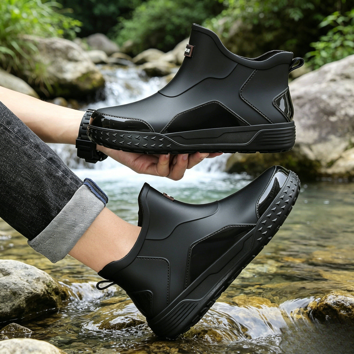 Unisex Low-Top Waterproof Rubber Rain Boots for All Seasons