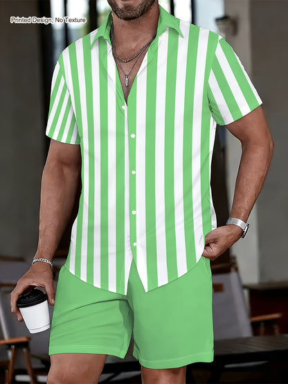 Men's Casual Summer Shirt & Shorts Set with Unique Print