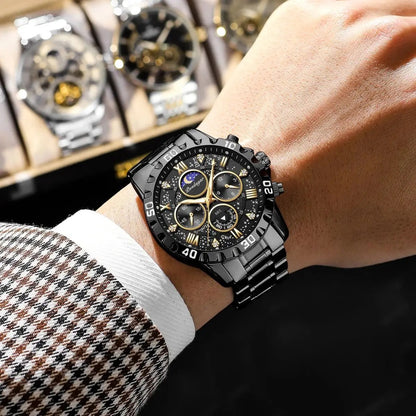 POEDAGAR Men's Quartz Business Watch with Calendar & Waterproof