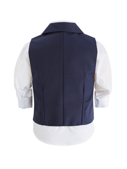 Boys' Summer Casual Dress Set with Vest, Pants & Tie